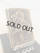 No.200 推奨品ZIPPO ブラスアンティーク DRAGON ドラゴン プレーン貼り z-4721