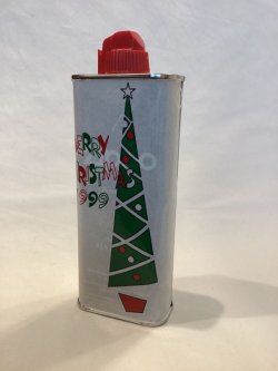 画像3: No.3141 ZIPPO GOODS LIGHER FLUID TIN ZIPPOオイル缶 メリークリスマス 1999 ステッカー貼り z-4983