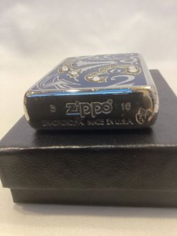 画像4: No.162 USED ARMOR ZIPPO 2016年製 BLUE EPOXY アーマーブルーエポキシ LINE STONE ラインストーン付き z-5797
