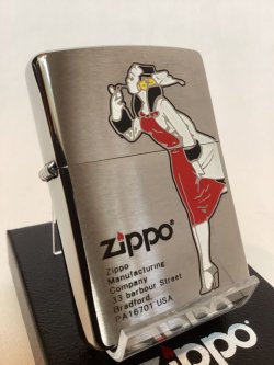 画像1: No.200 BRUSHED CHROME ZIPPO ブラッシュクローム WINDY RED ウィンディ レッド z-5924