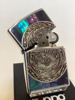 画像2: No.200 推奨品ZIPPO  SILVER & SILVER IBUSHI シルバー&シルバーイブシ 天然シェル ドラゴン z-5992