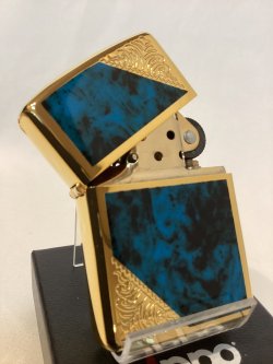 画像2: No.162 ARMOR ZIPPO GOLD&MARBLE BLUE アーマー ゴールド&マーブルブルー z-6089