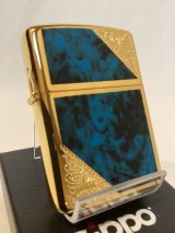 No.162 ARMOR ZIPPO GOLD&MARBLE BLUE アーマー ゴールド&マーブルブルー z-6089