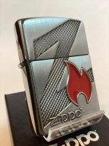 No.200 推奨品ZIPPO BRUSHED CHROME ブラッシュクローム FLAME PLAT フレームプレート z-6124