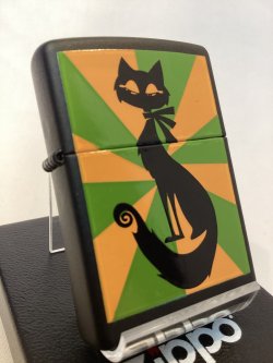 画像1: No.218 ペット&アニマルZIPPO BLACK MATTE ブラックマット STANDING CAT スタンディング キャット z-6217