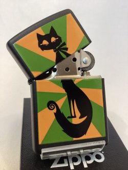 画像2: No.218 ペット&アニマルZIPPO BLACK MATTE ブラックマット STANDING CAT スタンディング キャット z-6217