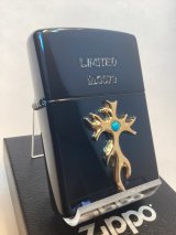 No.200 ヴィンテージZIPPO 2001年製 BLUE MIRROR ブルーミラー ターコイズワンポイントゴールドメタル 限定シリアルナンバー入り z-6307