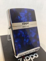 No.200 推奨品ZIPPO BRUSHED CHROME ブラッシュクローム マーブル調 BLUE COLOR ブルーカラー z-6330