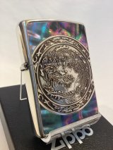 No.200 推奨品ZIPPO SILVER&SILVER IBUSHI シルバー&シルバーイブシ 天然シェル DRAGON ドラゴン z-6390