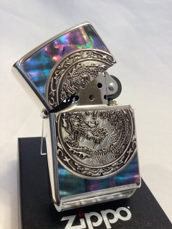 画像2: No.200 推奨品ZIPPO SILVER&SILVER IBUSHI シルバー&シルバーイブシ 天然シェル DRAGON ドラゴン z-6390