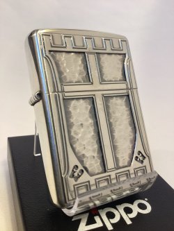 画像1: No.200 ヴィンテージZIPPO 2008年製 SILVER IBUSHI  シルバーイブシ ROUTER CROSS リュータークロス z-6411