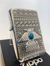 No.200 推奨品ZIPPO SILVER OXIDIZED PLATE シルバーオキシダイズド プレート THUNDERBIRD BLUE サンダーバード ブルー z-6414