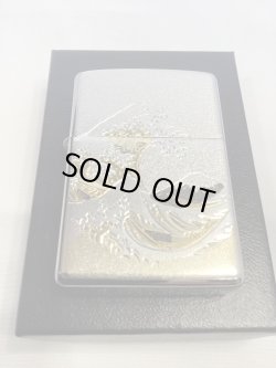 画像5: No.200 推奨品ZIPPO BRUSHED CHROME ブラッシュクローム 波と富士 電鋳板プレート貼り z-6568