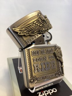 画像2: No.200 HARLAY DIVIDSON ZIPPO ハーレー・ダビッドソン ANTIQUE BRASS アンティークブラス SIDE METAL サイドメタル z-6569