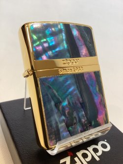 画像1: No.200 推奨品ZIPPO GOLD MIRROR ゴールドミラー 天然シェル z-6570