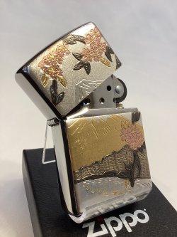 画像2: No.200 推奨品ZIPPO BRUSHED CHROME ブラッシュクローム 富士桜 電鋳板プレート z-6592