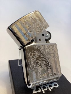 画像2: No.200 推奨品ZIPPO BRUSHED CHROME ブラッシュクローム SILVER PLATE シルバープレート アラベスク z-6597