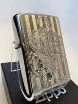 No.200 推奨品ZIPPO BRUSHED CHROME ブラッシュクローム SILVER PLATE シルバープレート アラベスク z-6597