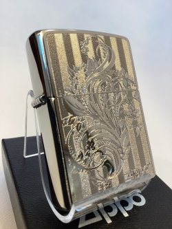 画像1: No.200 推奨品ZIPPO BRUSHED CHROME ブラッシュクローム SILVER PLATE シルバープレート アラベスク z-6597