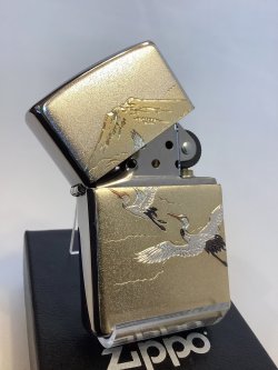 画像2: No.200 推奨品ZIPPO BRUSHED CHROME ブラッシュクローム 鶴富士 電鋳板プレート z-6606