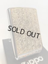 No.200 推奨品ZIPPO BRUSHED CHROME ブラッシュクローム ARABESQUE アラベスク GOLD METAL PLATE ゴールドメタルプレート z-6607