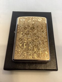 画像5: No.200 推奨品ZIPPO BRUSHED CHROME ブラッシュクローム ARABESQUE アラベスク GOLD METAL PLATE ゴールドメタルプレート z-6607