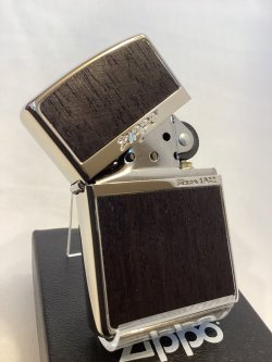 画像2: No.200 推奨品ZIPPO WHITH NICKEL ホワイトニッケル WOOD DARK ウッドダーク z-6614