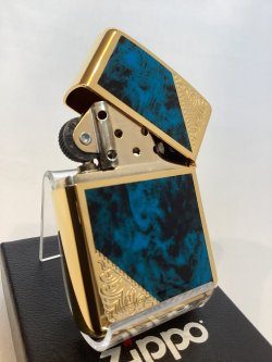 画像3: No.162 ARMOR ZIPPO GOLD & MARBUE BLUE アーマー ゴールド&マーブルブルー z-6615