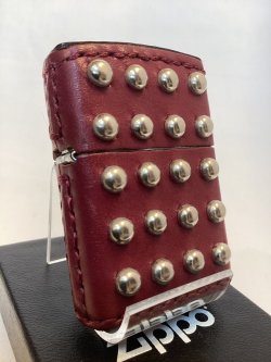 画像1: No.200 レザーシリーズZIPPO 牛革巻き RED レッド 両面ビス付き z-6627