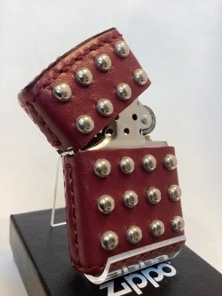 画像2: No.200 レザーシリーズZIPPO 牛革巻き RED レッド 両面ビス付き z-6627