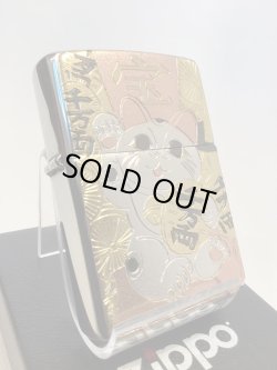 画像1: No.200G推奨品ZIPPO BRUSHED CHROME ブラッシュクローム 電鋳板プレート 招き猫 z-6629