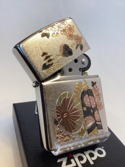 画像2: No.200 推奨品ZIPPO BRUSHED CHROME ブラッシュクローム 電鋳板プレート 舞妓