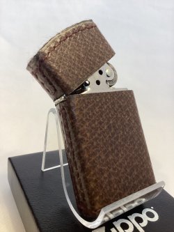 画像2: No.1610 レザーシリーズZIPPO SLIM PIGSKIN BROWN スリム ピッグスキン ブラウン z-6636