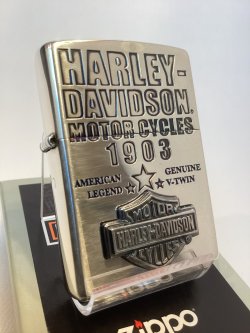 画像1: No.200 HARLAY DIVIDSON ZIPPO ハーレー・ダビッドソン BER & SHIELD METAL バー&シールドメタル z-6657