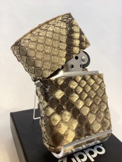 画像2: No.200 レザーシリーズZIPPO WHITH PYTHON ホワイトパイソン(A) 手縫い z-6665