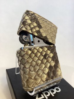 画像3: No.200 レザーシリーズZIPPO WHITH PYTHON ホワイトパイソン(A) 手縫い z-6665