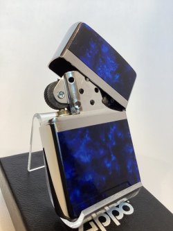 画像3: No.200 推奨品ZIPPO BRUSHED CHROME ブラッシュクローム マーブル調 BLUE COLOR ブルーカラー z-6668