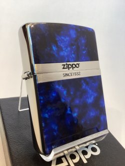 画像1: No.200 推奨品ZIPPO BRUSHED CHROME ブラッシュクローム マーブル調 BLUE COLOR ブルーカラー z-6668
