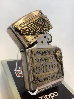 画像2: No.200 HARLAY DIVIDSON ZIPPO ハーレー・ダビッドソン ANTIQUE BRASS アンティークブラス SIDE METAL サイドメタル z-6720