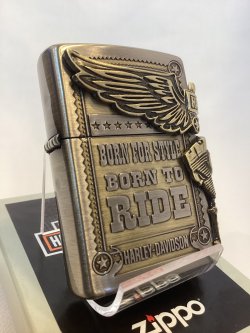画像1: No.200 HARLAY DIVIDSON ZIPPO ハーレー・ダビッドソン ANTIQUE BRASS アンティークブラス SIDE METAL サイドメタル z-6720