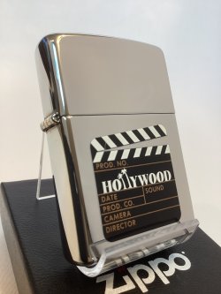 画像1: No.250 ヴィンテージZIPPO 2002年製 HIGH POLISH CHROME ハイポリッシュクローム HOLLYWOOD ハリウッド カチンコ z-6750