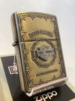 画像1: No.200 HARLAY DIVIDSON ZIPPO ハーレー・ダビッドソン ANTIQUE BRASS アンティークブラス BAR & SHIELD METAL バー&シールド メタル z-6762