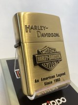 No.200 HARLAY DIVIDSON ZIPPO ハーレー・ダビッドソン ANTIQUE BRASS アンティークブラス BAR & SHIELD METAL バー&シールドメタル z-6766
