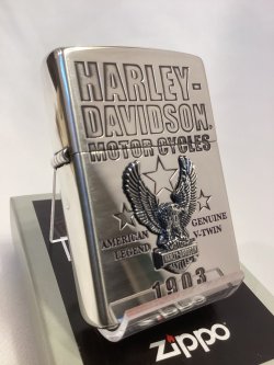 画像1: No.200 HARLAY DIVIDSON ZIPPO ハーレー・ダビッドソン SILVER MIRROR IBUSHI シルバーミラーイブシ EAGLE METAL イーグルメタル z-6771