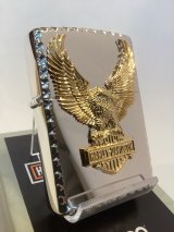 No.200 HARLAY DIVIDSON ZIPPO ハーレー・ダビッドソン SILVER MIRROR シルバーミラー GOLD BIG EAGLE METAL ゴールドビッグイーグルメタル z-6776