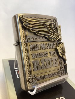 画像1: No.200 HARLAY DIVIDSON ZIPPO ハーレー・ダビッドソン ANTIQUE BRASS アンティークブラス SIDE METAL サイドメタル z-6795