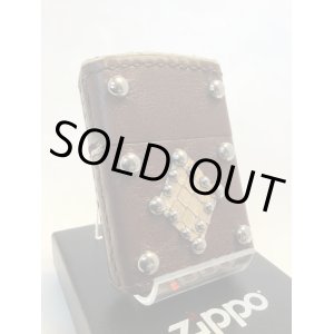 画像: No.200 レザーシリーズZIPPO ブラウンダイヤ z-1809