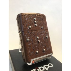 画像: No.200 レザーシリーズZIPPO ブラウンビーズ z-1811