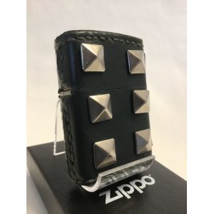 画像: No.200 レザーシリーズZIPPO リベットプレイト モスグリーン z-1818