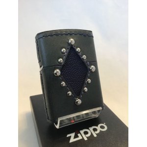 画像: No.200 レザーシリーズZIPPO モスグリーンダイヤ ビーズ z-2702